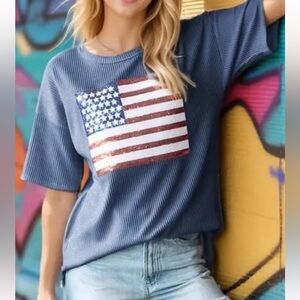 Patriotic Blue Flag Graphic Women's Tee